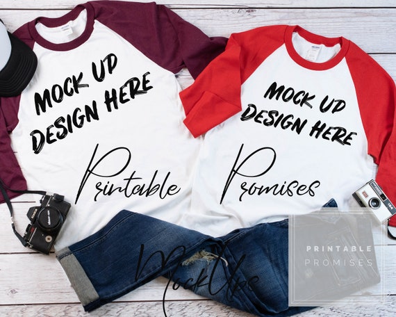 Download Couples Raglan T-Shirt Mockup Fall Shirt Mockup Gildan 570 ...