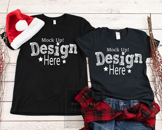 Download Free Christmas Couples Mockup His Her Blank Shirt Display ...