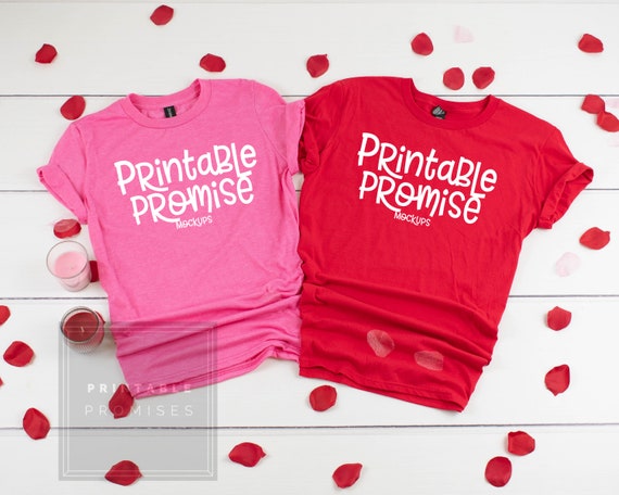 Couples Valentines Shirt Mock Up His Her Shirt Flatlay