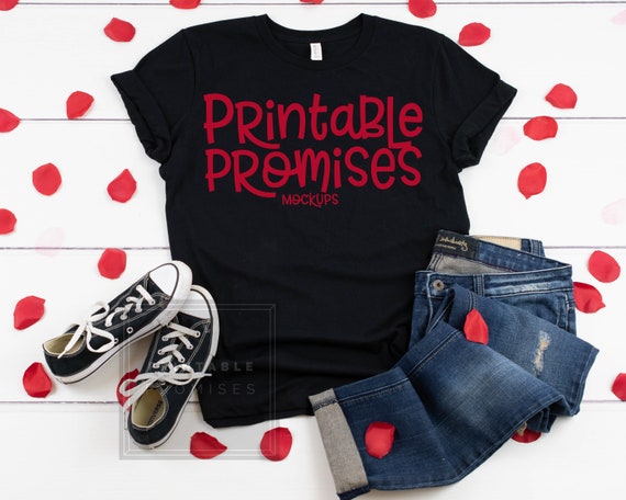Valentines Shirt Mockup Bella Canvas 3001 Unisex Black T