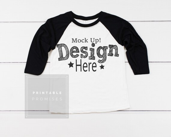Next Level 3352 Black White Youth Raglan Mock Up