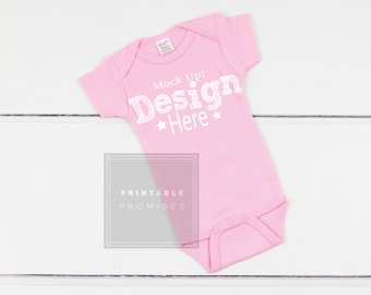 Download Free Pink Baby Bodysuit Mockup Soft Bebe Mockup Shirt Mock Up Vinyl Shirt Display JPG Girl Mock Up PSD Template