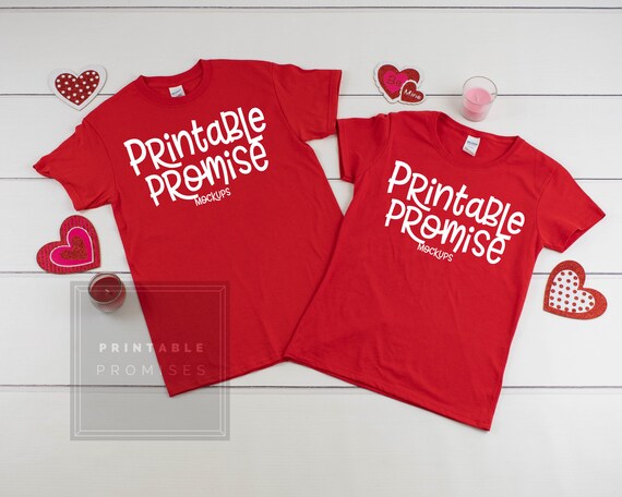 Download Valentines Red T-Shirts Mockup Shirt Mock Up His And - Free Download | Design +154871 PSD Box ...