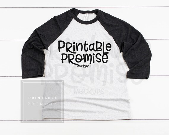 Download Bella Canvas 3200 White Fleck Charcoal Mockup Raglan T Shirt Download Free Mockup Templates PSD Mockup Templates