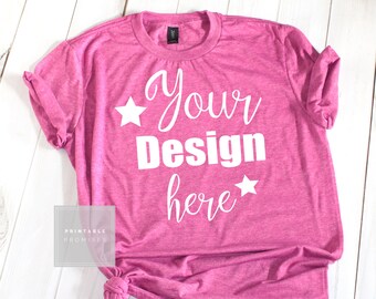 Download Women Pink T Shirt Mock Up Anvil Heather Raspbery 980 Mock Up Shirt Womens Shirt Mockups Mock Up Image Jpeg Blank T Shirt Image Product Best Free Psd Mockups PSD Mockup Templates
