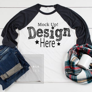 Christmas Raglan Shirt Mockup Bella Canvas 3200 (Digital Download)
