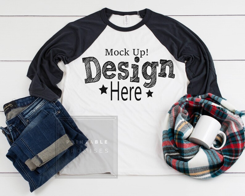 Download Christmas Mockup Bella Canvas 3200 White Dark Grey Raglan ...