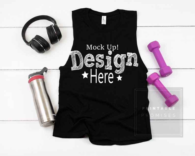 Download District Made DT6301 Black Tank Top Mock-up Shirt Gym Workout | Etsy