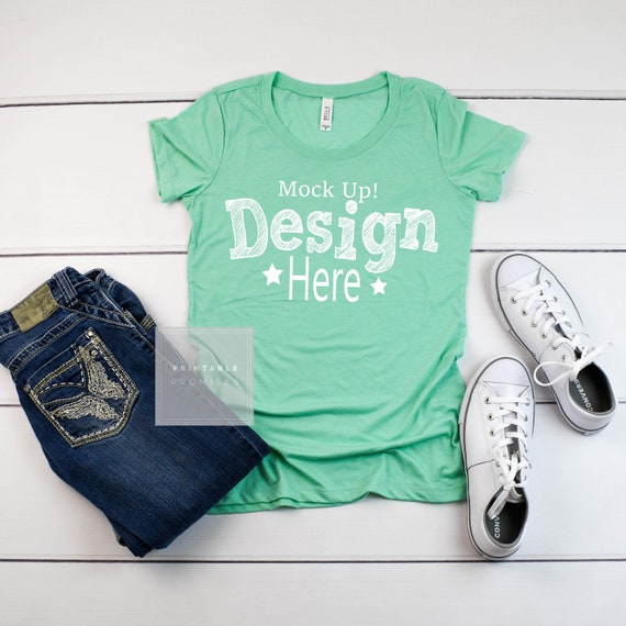Bella Canvas 8413 Green Triblend Old T Shirt Mockup Vinyl Etsy