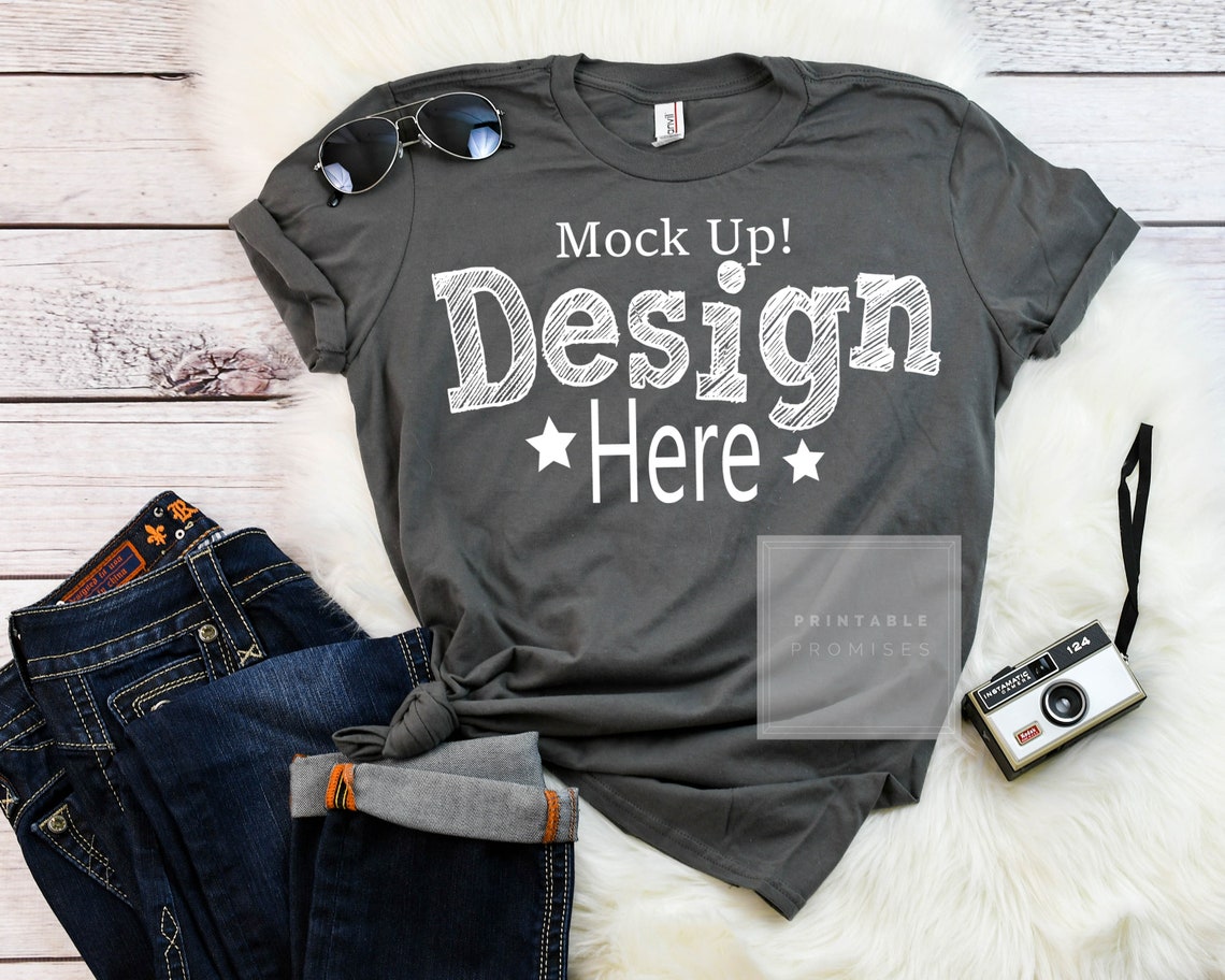 Anvil 980 Charcoal Shirt Mockup Anvil Mock Ups Shirts Grey