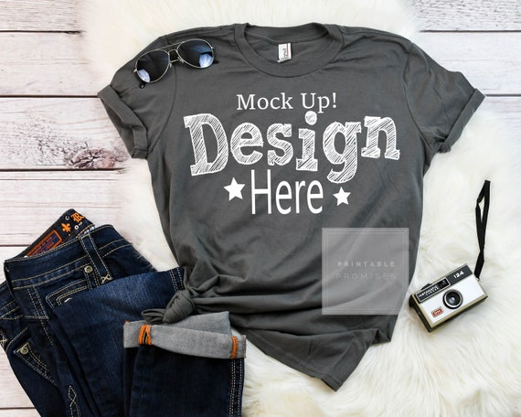 Anvil 980 Charcoal Shirt Mockup Anvil Mock Ups Shirts Grey Etsy