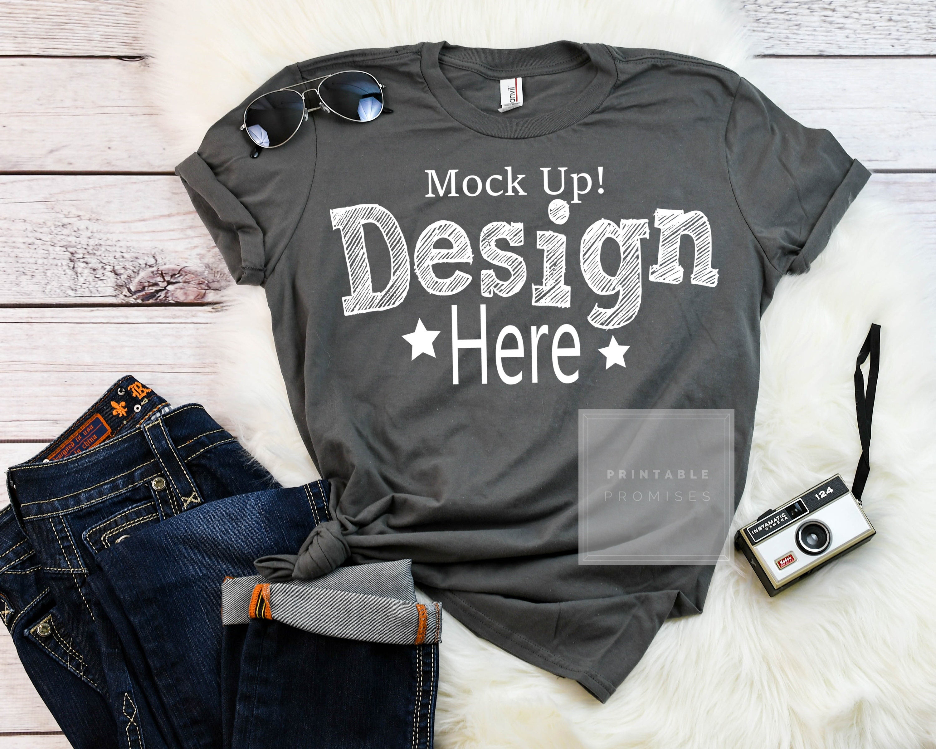 Download Anvil 980 Charcoal Shirt Mockup Anvil Mock Ups Shirts Grey ...