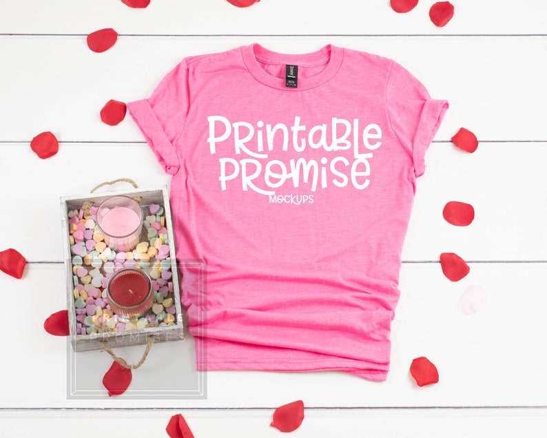 Download Anvil 980 Unisex Neon Pink Valentines Shirt Mock-Up T ...