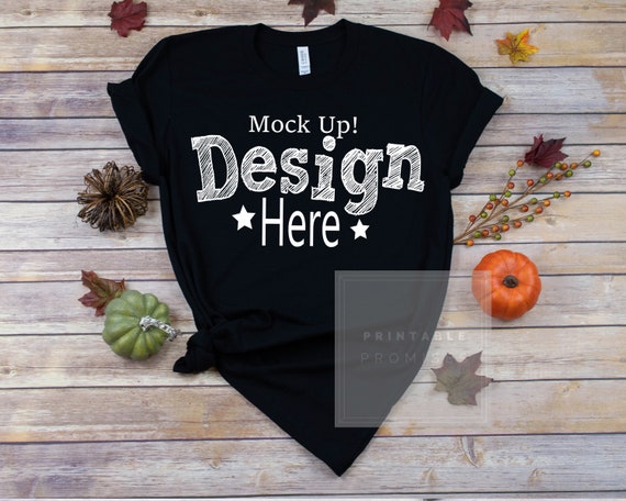 Bella Canvas Unisex 3001 Black Fall T Shirt Mock Up Halloween Etsy