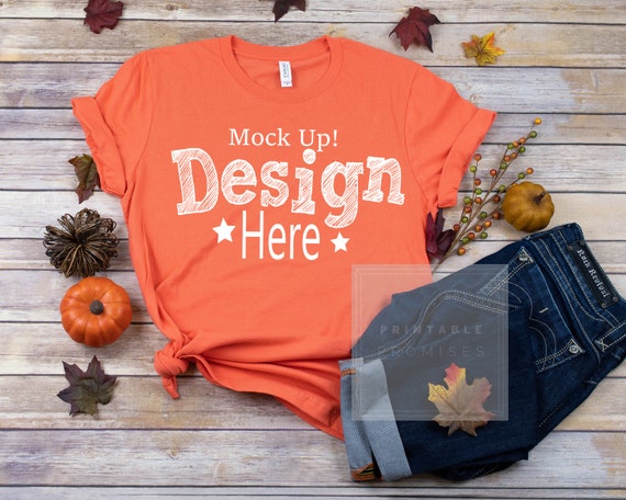Bella Canvas Unisex 3001 Coral T Shirt Mock Up Fall Shirt Etsy