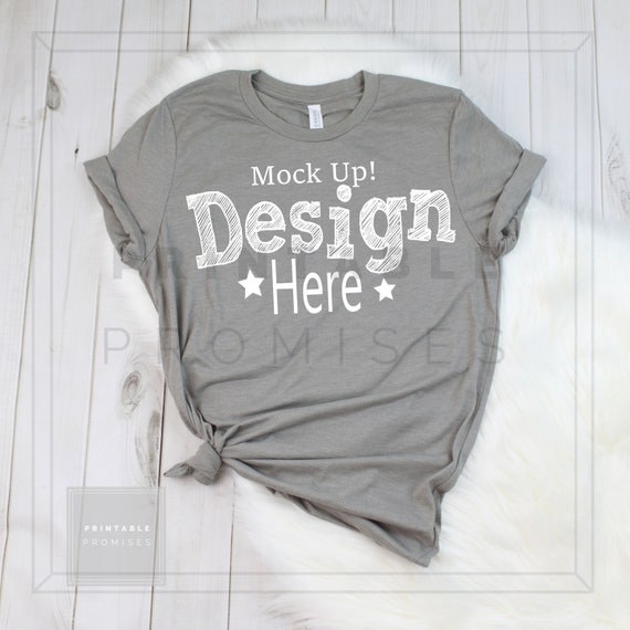 Bella Canvas Heather Stone T Shirt Mockup Bella Canvas Mock Etsy