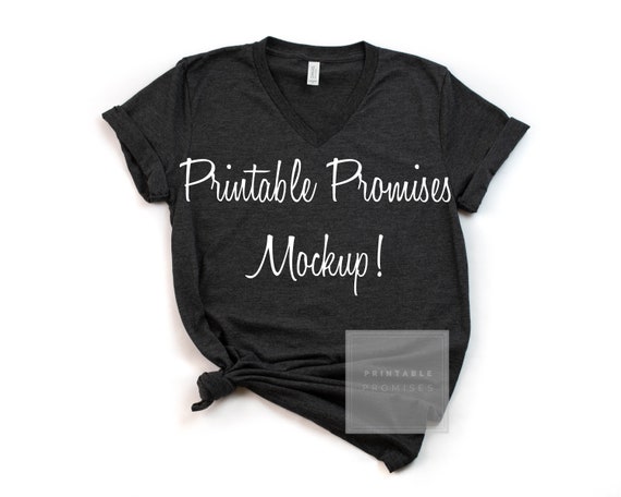 Bella Canvas 3005 Unisex Mock Up Shirt Dark Grey Heather Etsy