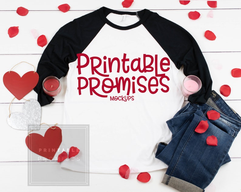 Download Valentines Mockup Raglan T-shirt Mockup Bella Canvas 3200 ...