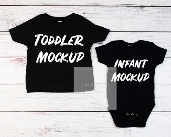 Toddler Infant Black Shirt Mockup Flatlay Clothing Mockup For Etsy