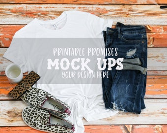 Bella Canvas 3001 Weiß T-shirt Mockup (Instant Download)