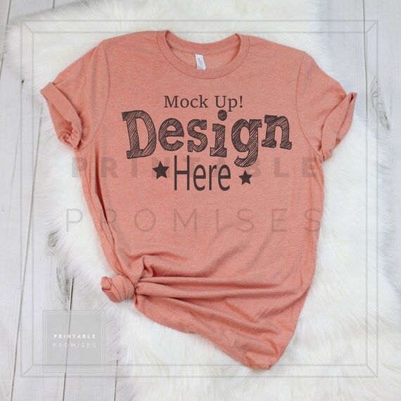 Bella Canvas Heather Sunset Unisex 3001 Shirt Mockup Bella Etsy
