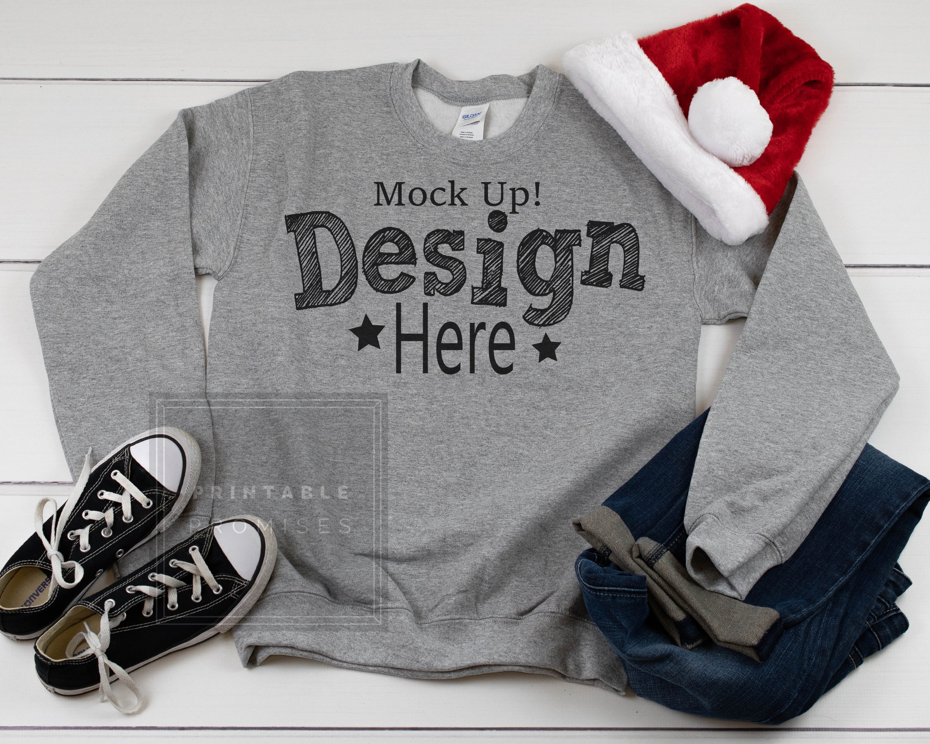 Christmas Sweatshirt Mockup Gildan Sport Grey Sweatshirt ...