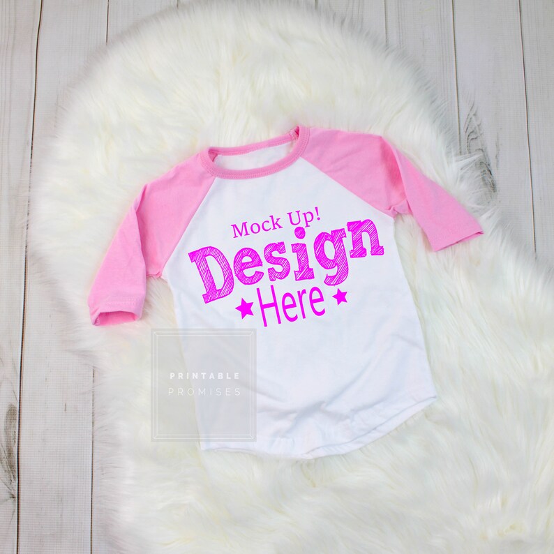 Pink Girls Raglan Mock up T Shirt Mock Up Girls Shirt Blank Etsy