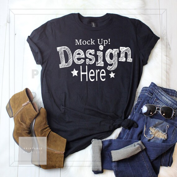 Anvil Black 980 T Shirt Mock Up Black Mock Up Shirt Shirt Etsy