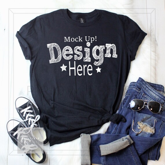 Anvil Black T Shirt Mock Up Anvil Mock Up Shirt Anvil 980 Etsy