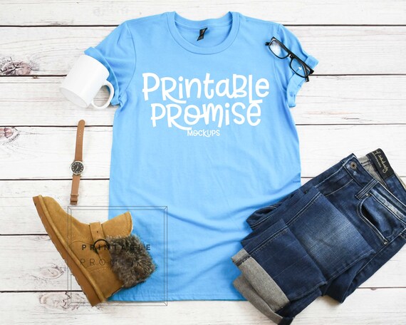 Anvil 980 Caribbean Blue Tshirt Mock Up Shirt Anvil Shirt Etsy