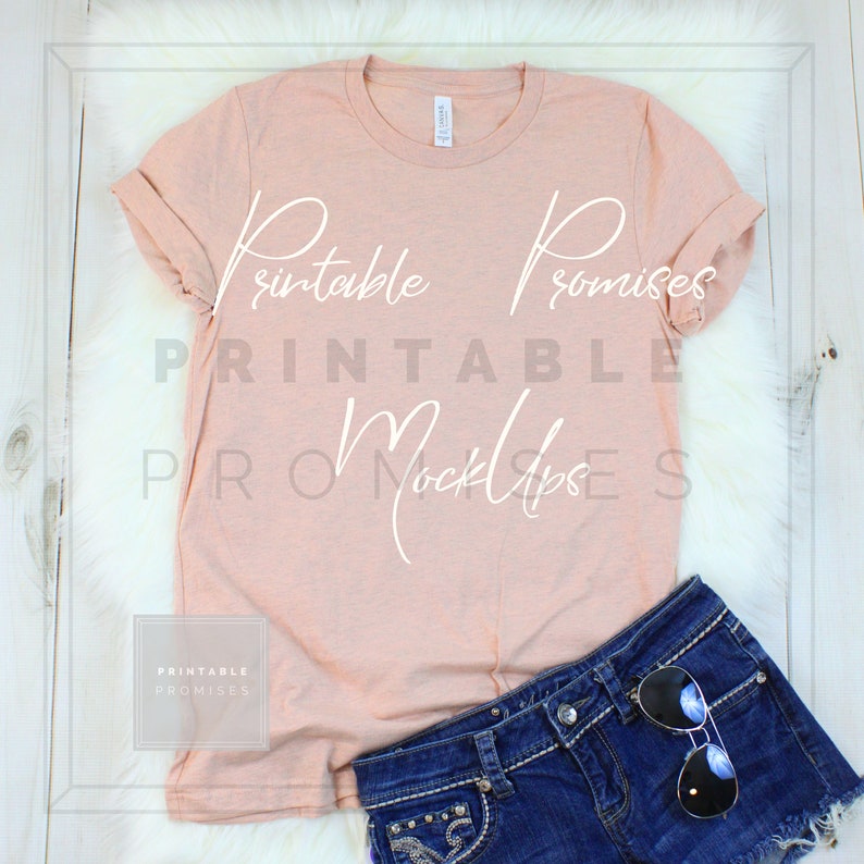 Download Bella Canvas 3001 Heather Prism Peach T Shirt Mockup Mock Up | Etsy