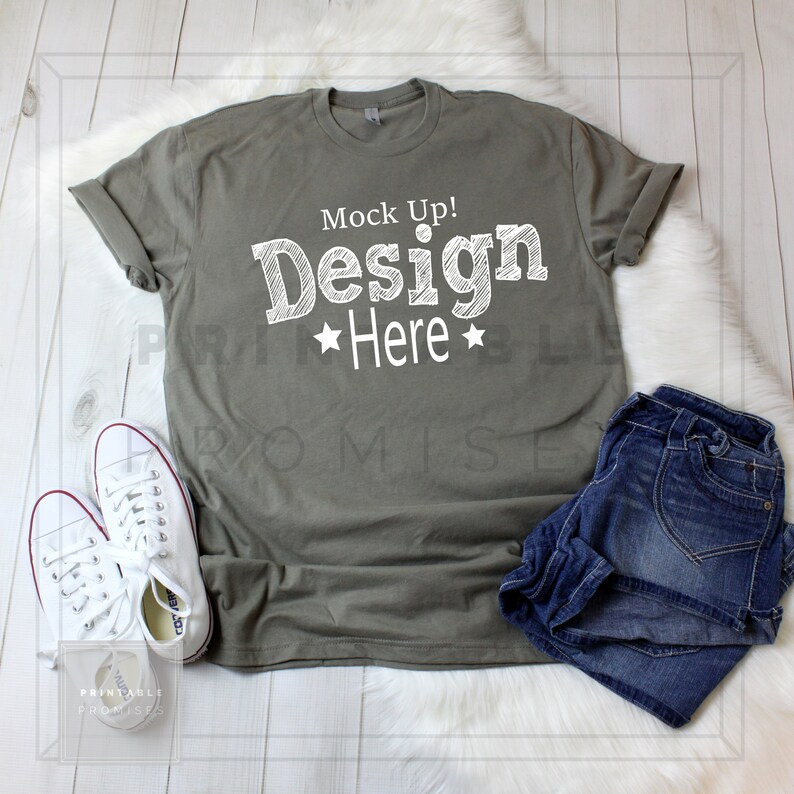 T Shirt MockUp Flat Lay Mockup Mockup Shirts Mock Up Next Level Warm Gray T-shirt Mockup TShirt Mockup Outfit MockUp