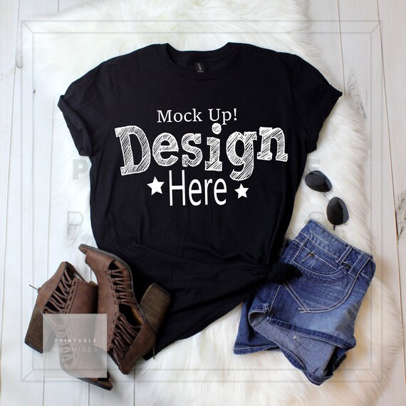 Anvil 980 Black Shirt Mock Up Black Mock Up Shirt Womens Etsy