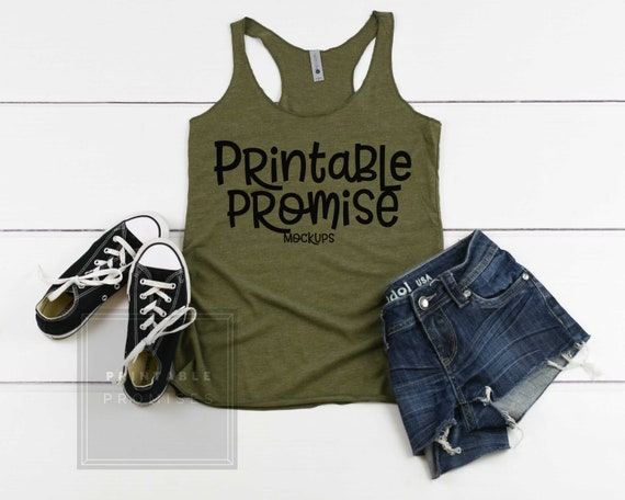 Next Level Triblend Racerback Military Green 6733 Tank Top Etsy