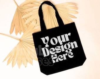 Schwarze Tragetasche Mockup, Canvas Tasche (Instant Download)