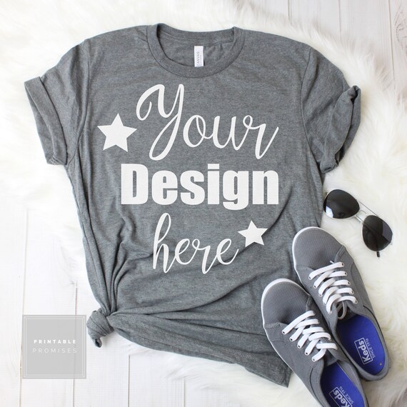 T Shirt Mockup Bella Canvas Deep Heather 3001 Mockup Shirt Etsy
