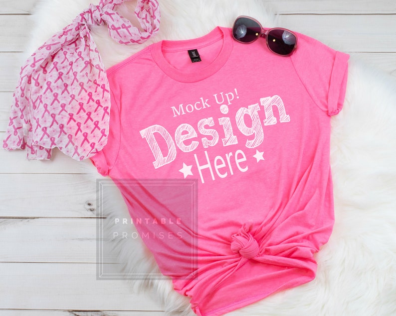 Download Breast Cancer Pink T Shirt Mockup Apparel Mockup Flat Lay Mock | Etsy