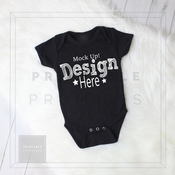 Black Baby Bodysuit Mockup Bodysuit Mockup Baby Shirt Etsy