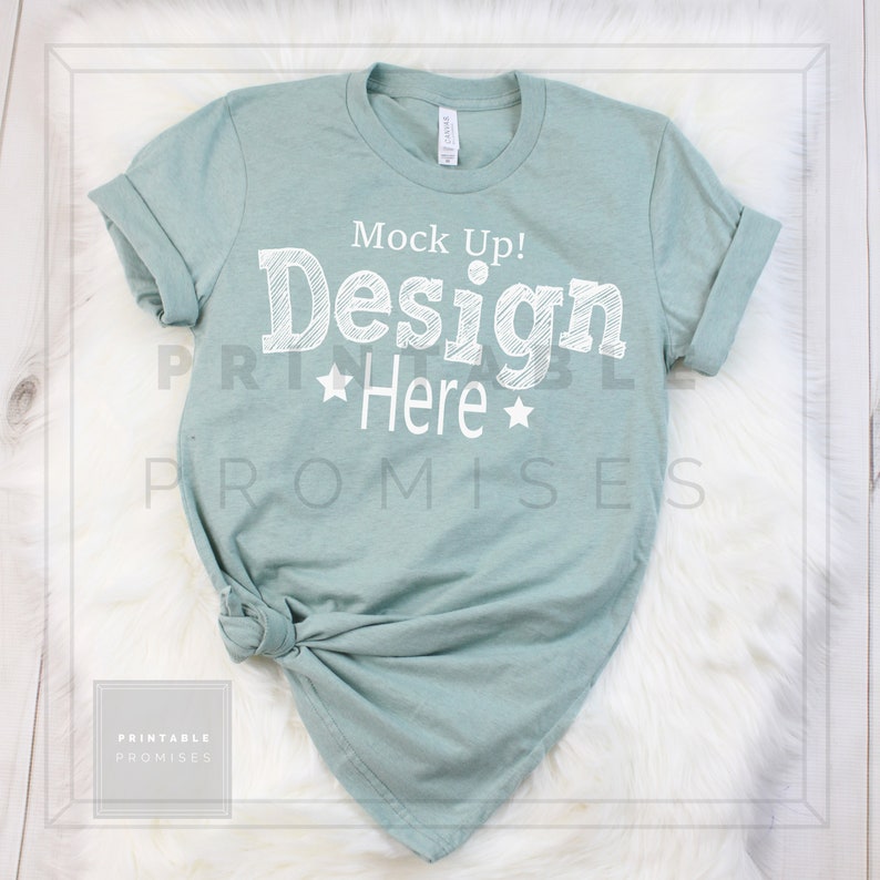 Bella Canvas Heather Prism Dusty Blue T Shirt Mockup Mock Up | Etsy