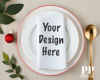 Weihnachten Geschirrtuch Mockup, weiß Küchenhandtuch (Digitaler Download)