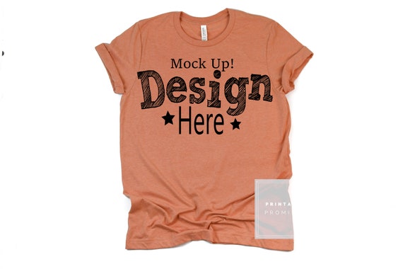 Bella Canvas 3001 Unisex Heather Sunset Shirt Mockup Shirt Etsy