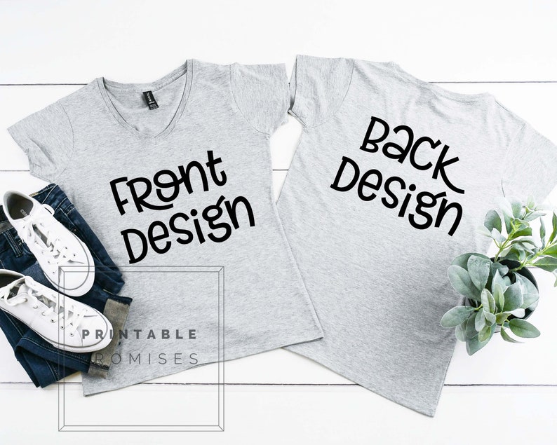 Download Anvil 380VL Heather Grey Front Back Shirt Mock Up Shirt ...