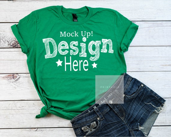 Anvil 980 Kelly Green Shirt Mock Up Green Shirt Mockup Etsy