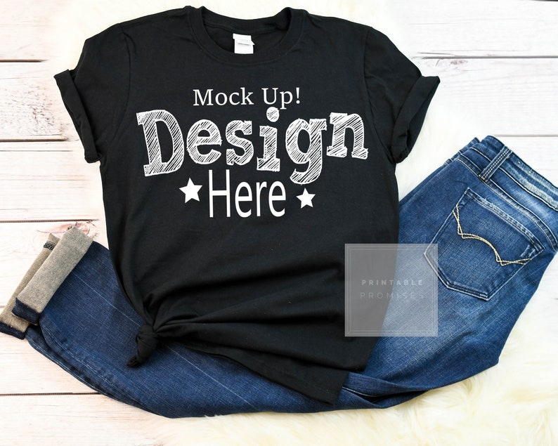 Download Gildan Mockup Gildan Soft Style in Black Mock Ups Flatlays | Etsy