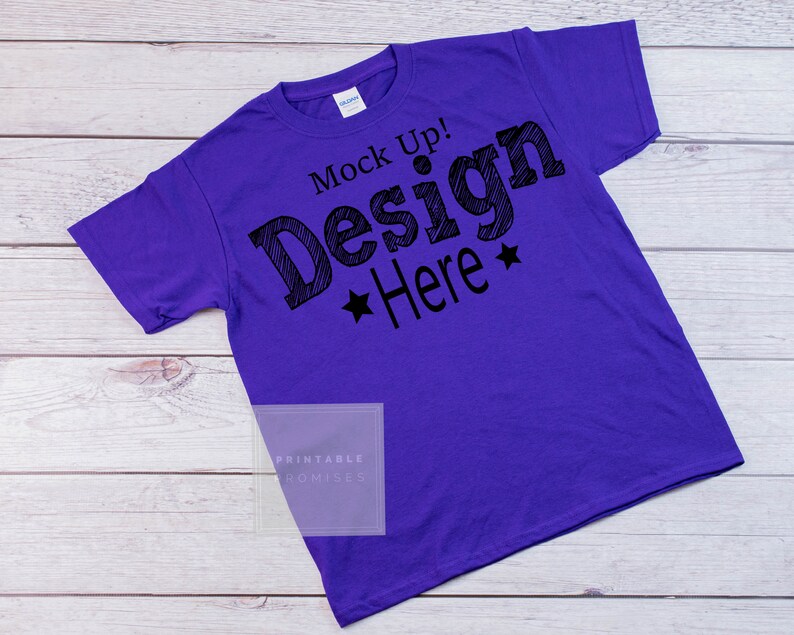 Download Gildan 500B Youth Purple Shirt Mock Up Purple Mockup Shirt ...