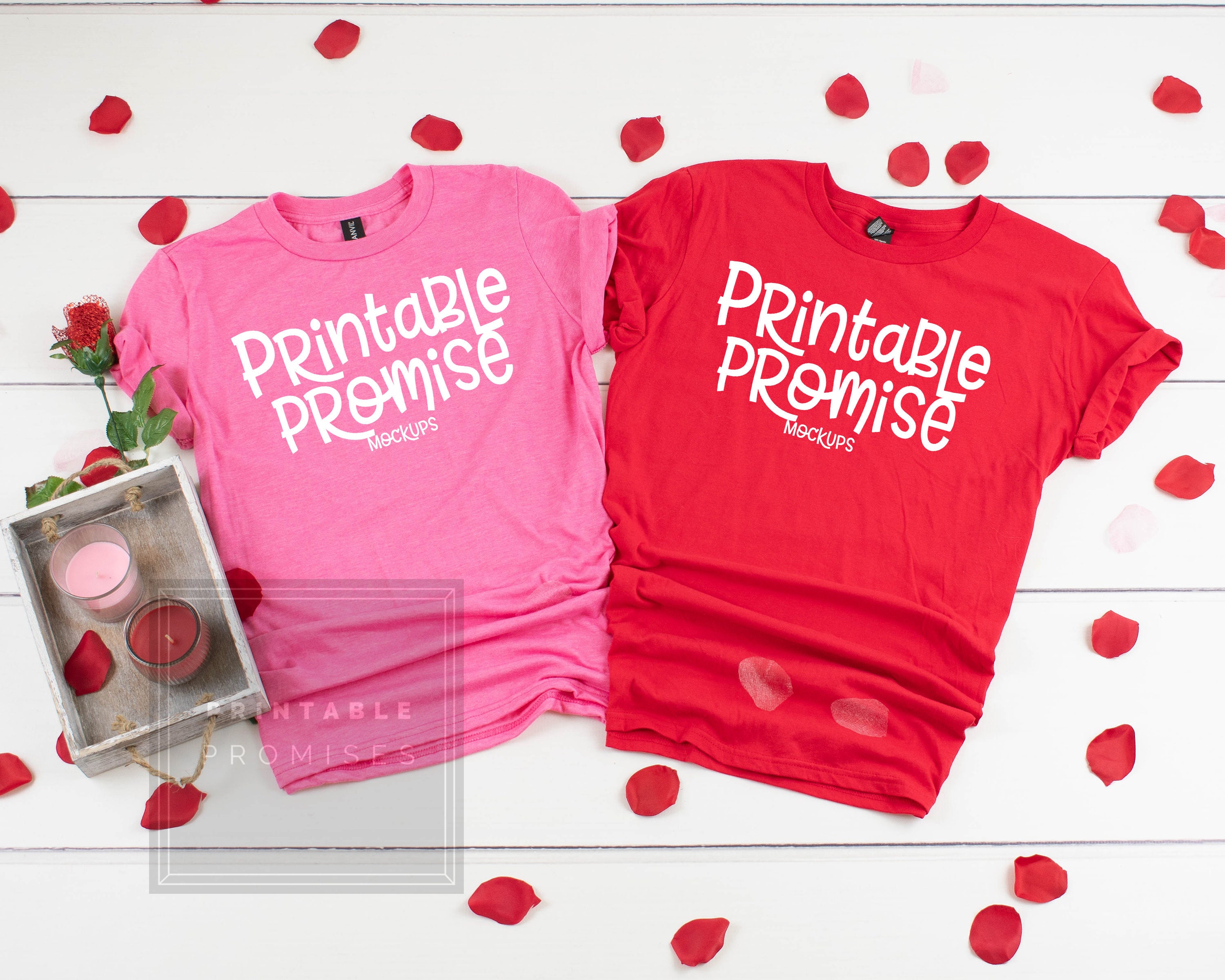Download Anvil 980 His Her Valentines Shirt Mock Up Couples Shirt ...