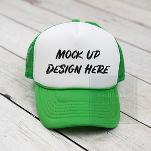 Kelly Green Trucker Hat Mock-up,Mock Up Baseball Hat, Blank Hat Cap Mockup, JPG Digital Download, Mens Hat Mockup, Black Trucker Hat Photo,