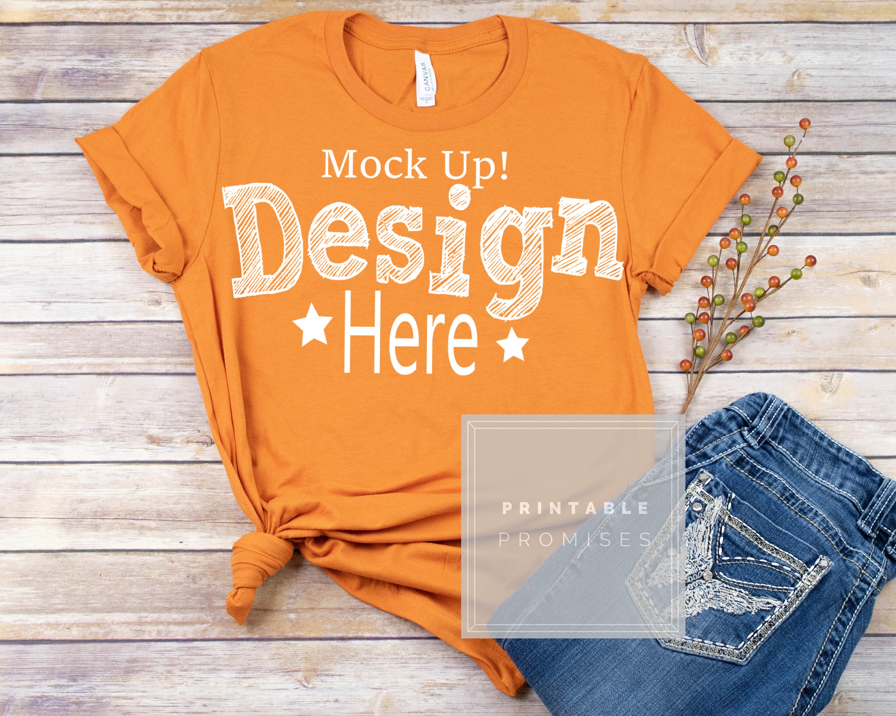 Burnt Orange Fall T Shirt Mock Up Bella Canvas Unisex 3001 Etsy