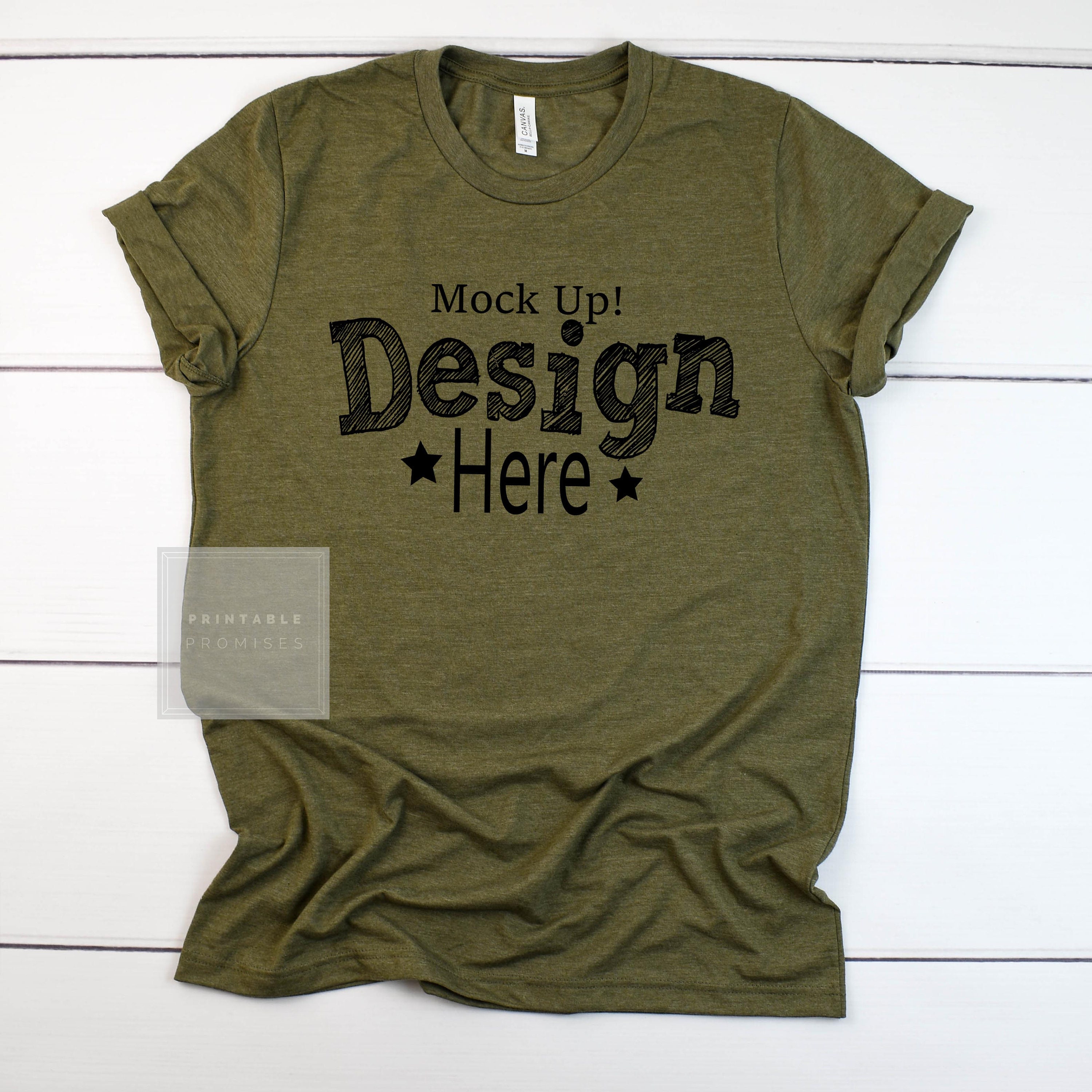 Download Bella Canvas 3001 Heather Military Green Shirt Mockup T Shirt | Etsy