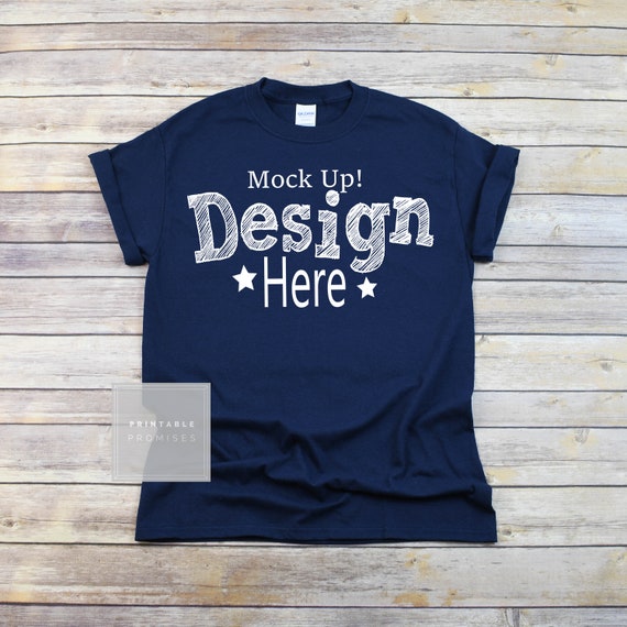 Gildan 500 Navy T Shirt Mockup Navy Mockup Shirt Gildan Etsy